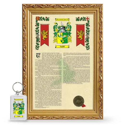 Topliff Framed Armorial History and Keychain - Gold