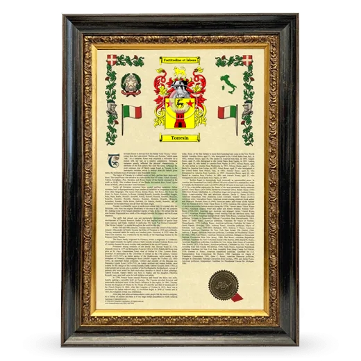 Torresin Armorial History Framed - Heirloom