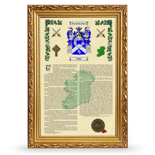 Toher Armorial History Framed - Gold