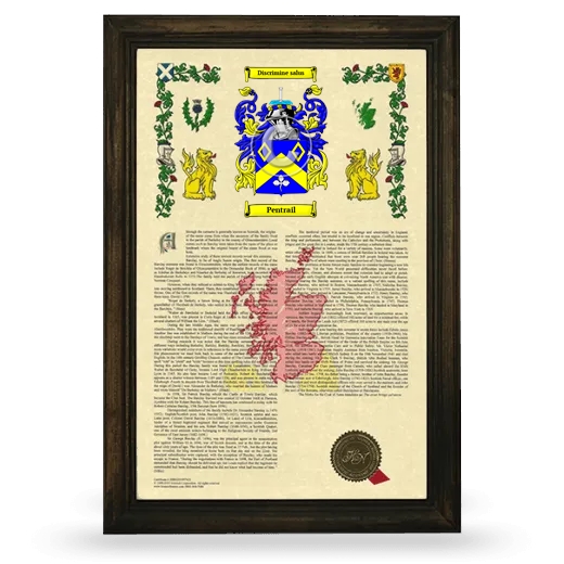 Pentrail Armorial History Framed - Brown