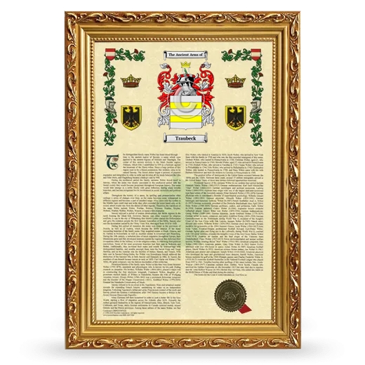 Traubeck Armorial History Framed - Gold