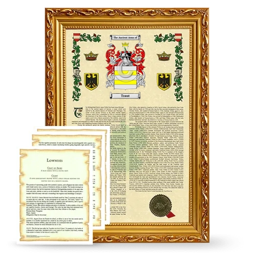 Traut Framed Armorial History and Symbolism - Gold