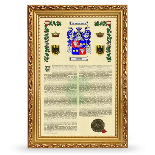 Trenke Armorial History Framed - Gold