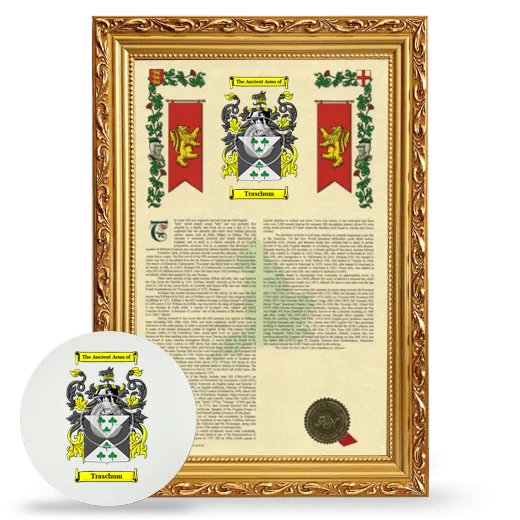 Traschum Framed Armorial History and Mouse Pad - Gold