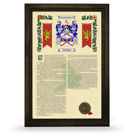 Trawynne Armorial History Framed - Brown