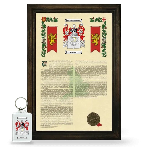 Traywick Framed Armorial History and Keychain - Brown