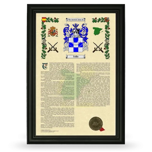 Trillo Armorial History Framed - Black