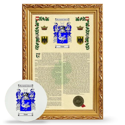 Trost Framed Armorial History and Mouse Pad - Gold