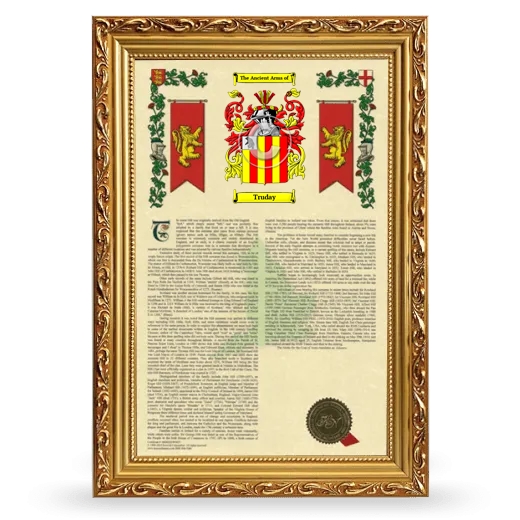 Truday Armorial History Framed - Gold