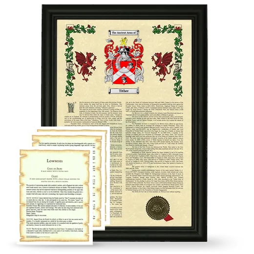 Tither Framed Armorial History and Symbolism - Black