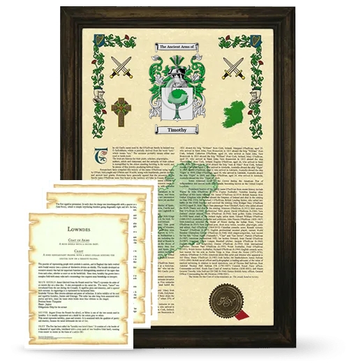 Timothy Framed Armorial History and Symbolism - Brown