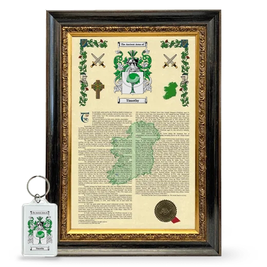 Timothy Framed Armorial History and Keychain - Heirloom