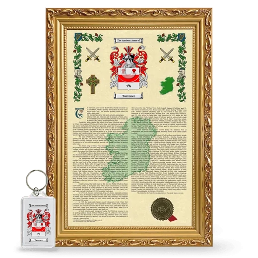 Tarrence Framed Armorial History and Keychain - Gold