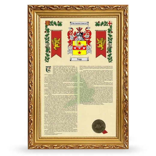 Tegg Armorial History Framed - Gold