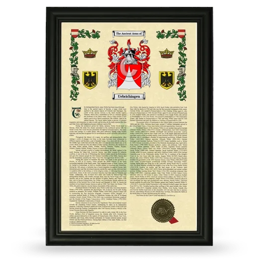 Uebrichingen Armorial History Framed - Black