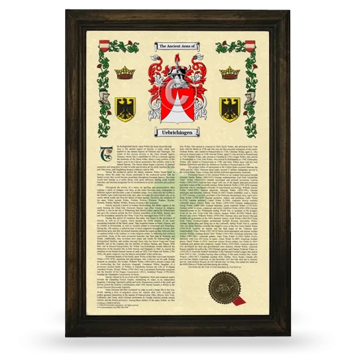 Uebrichingen Armorial History Framed - Brown