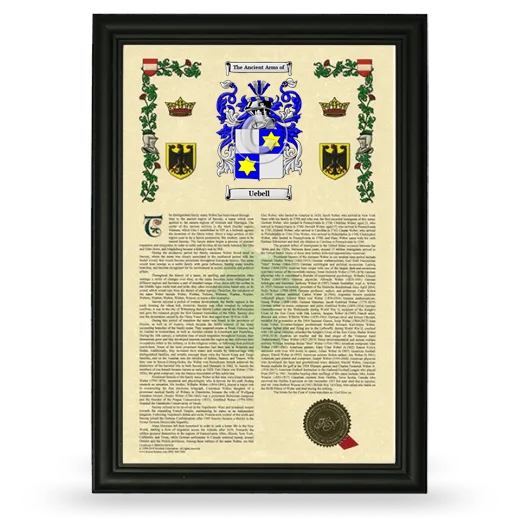 Uebell Armorial History Framed - Black