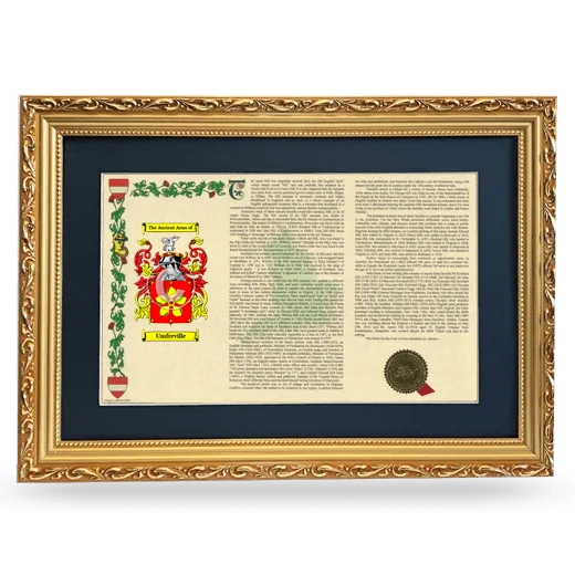 Umfreville Deluxe Armorial Landscape Framed - Gold