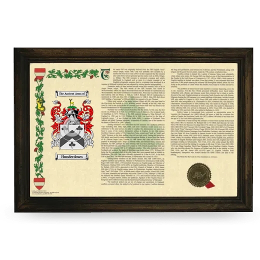 Hunderdown Armorial Landscape Framed - Brown