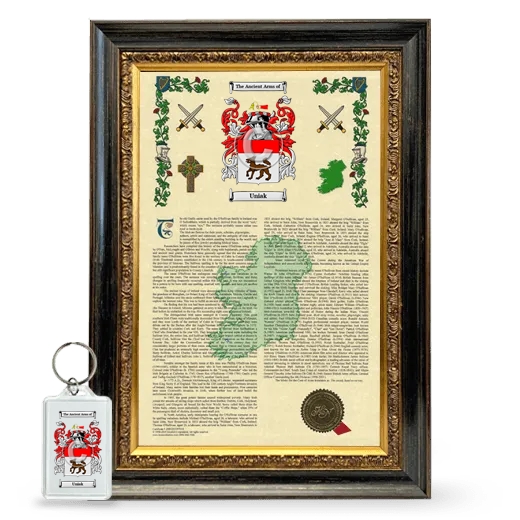 Uniak Framed Armorial History and Keychain - Heirloom