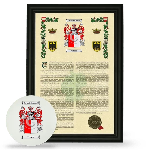 Urbach Framed Armorial History and Mouse Pad - Black
