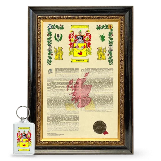 Ackheart Framed Armorial History and Keychain - Heirloom