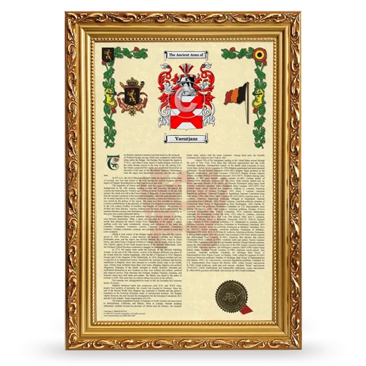 Vaentjans Armorial History Framed - Gold