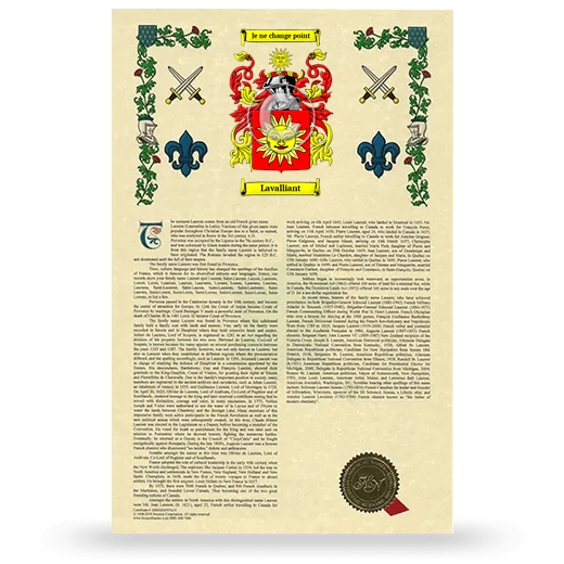 Lavalliant Armorial History with Coat of Arms