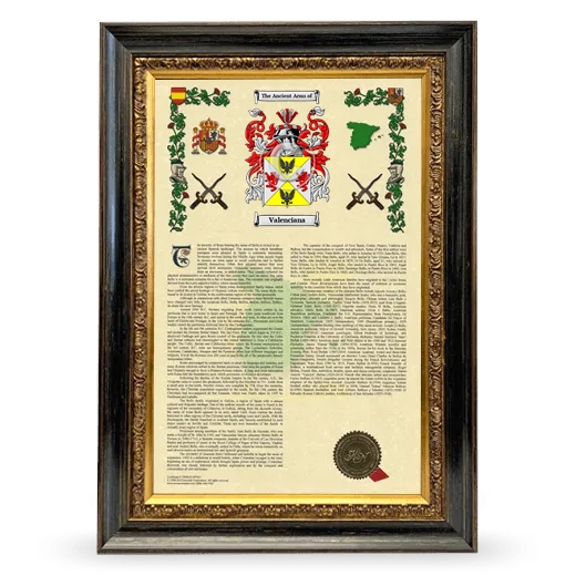 Valenciana Armorial History Framed - Heirloom