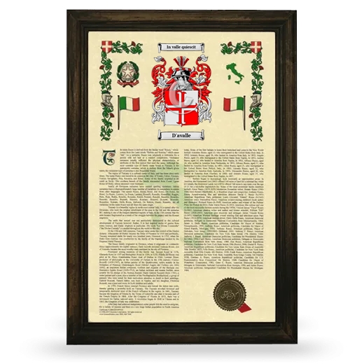 D'avalle Armorial History Framed - Brown