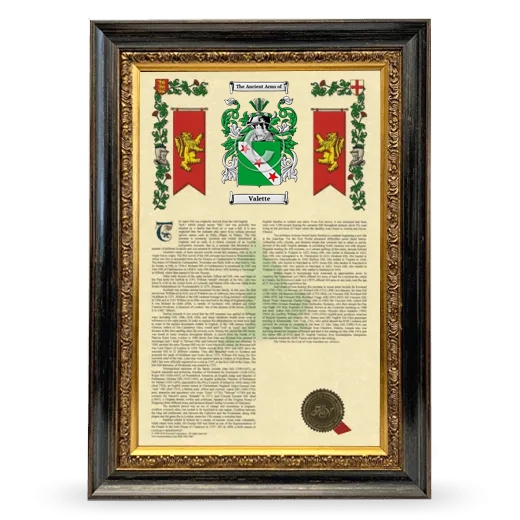 Valette Armorial History Framed - Heirloom