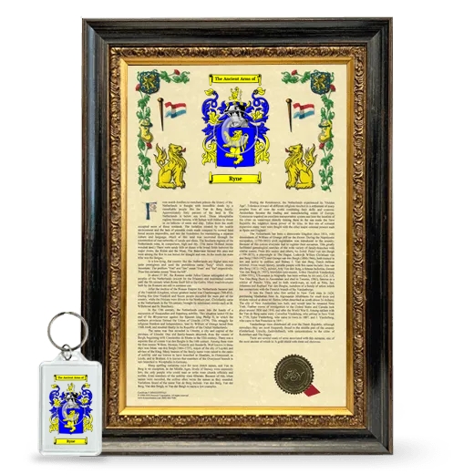 Ryne Framed Armorial History and Keychain - Heirloom