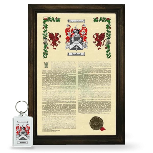 Baughend Framed Armorial History and Keychain - Brown