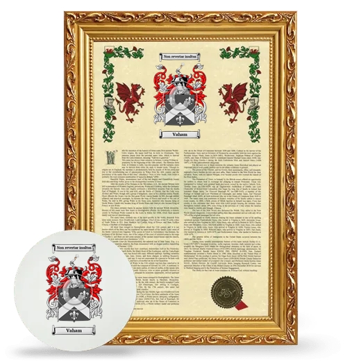 Vaham Framed Armorial History and Mouse Pad - Gold