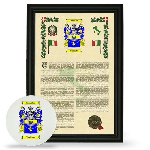 Vecchiatti Framed Armorial History and Mouse Pad - Black