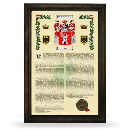 Veurs Armorial History Framed - Brown