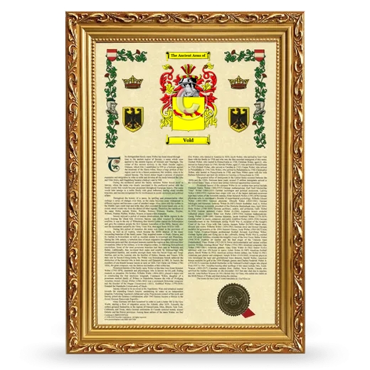 Vold Armorial History Framed - Gold