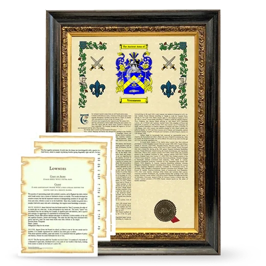 Veroneau Framed Armorial History and Symbolism - Heirloom