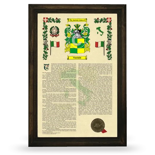 Varriale Armorial History Framed - Brown