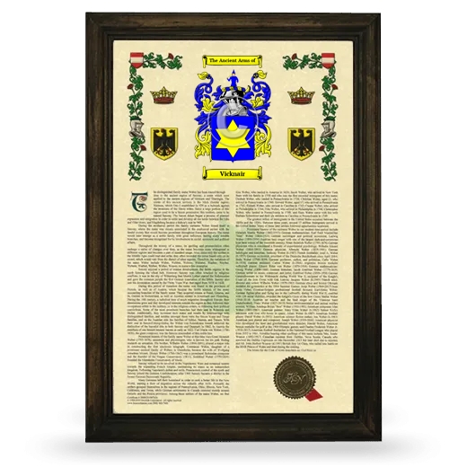 Vicknair Armorial History Framed - Brown