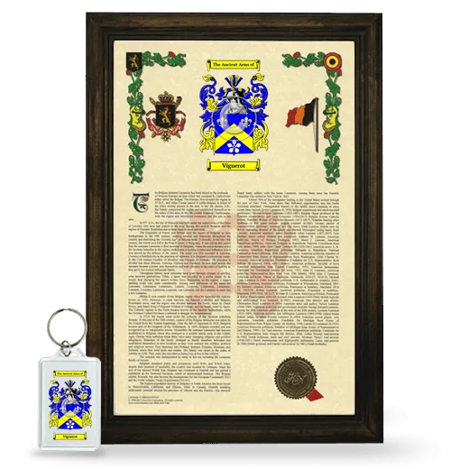 Vignerot Framed Armorial History and Keychain - Brown