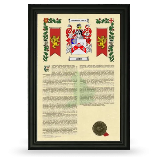 Violet Armorial History Framed - Black