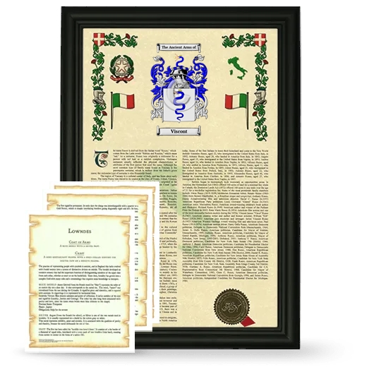 Viscont Framed Armorial History and Symbolism - Black