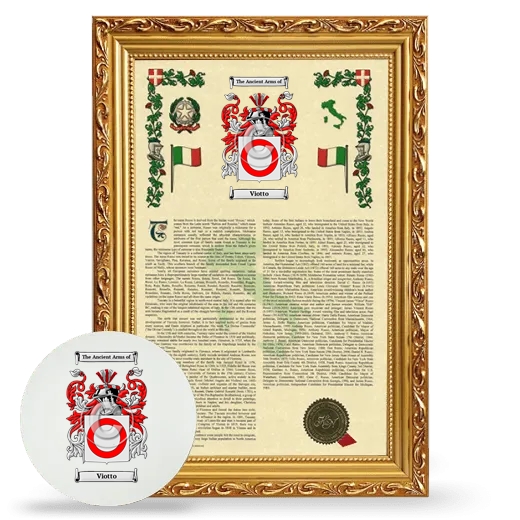 Viotto Framed Armorial History and Mouse Pad - Gold
