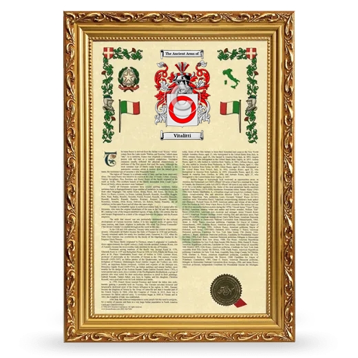 Vitalitti Armorial History Framed - Gold