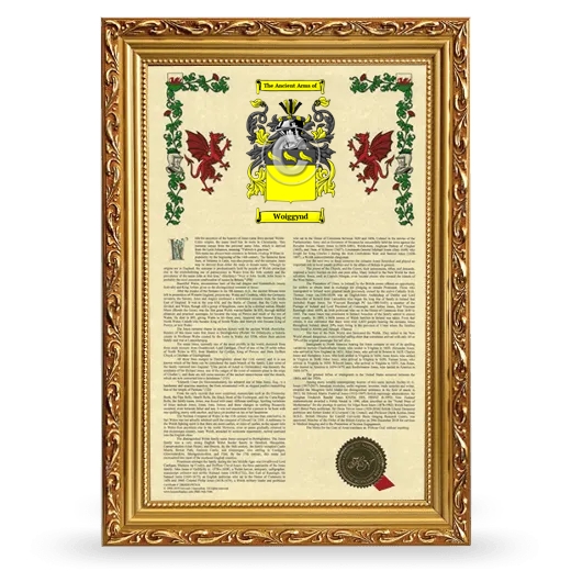 Woiggynd Armorial History Framed - Gold