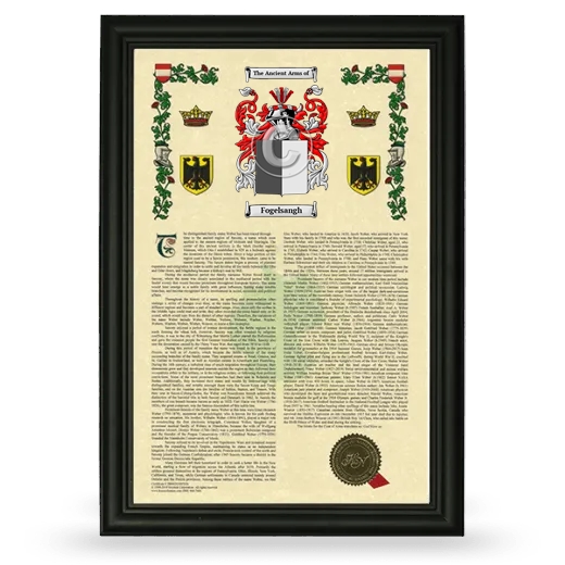 Fogelsangh Armorial History Framed - Black