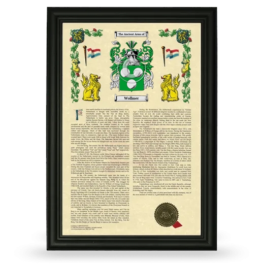 Wollmer Armorial History Framed - Black