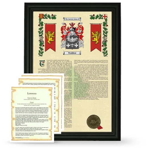 Waddent Framed Armorial History and Symbolism - Black