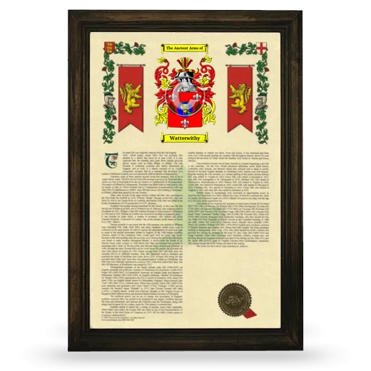 Watterwithy Armorial History Framed - Brown